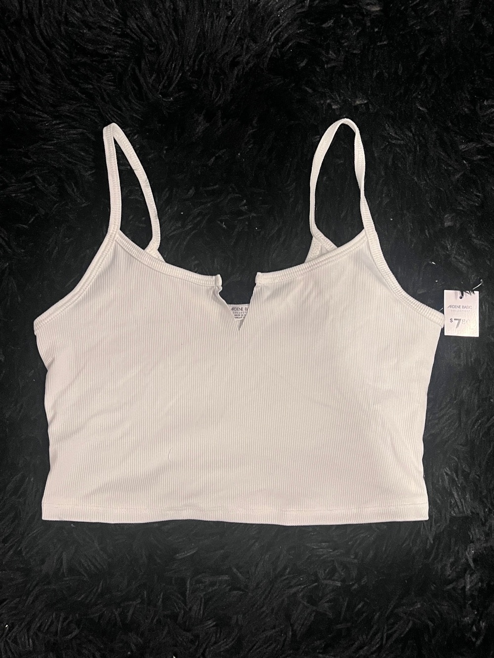 Ardene Ribbed White Cropped Tank Top Size S